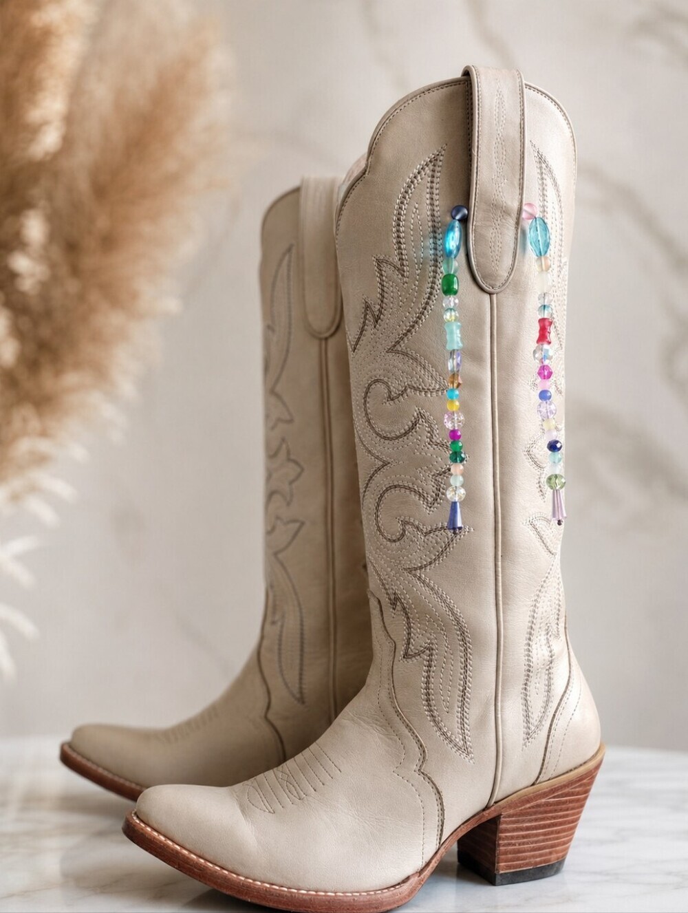 Georgia Peach Co Handmade Colorful Beaded Cowboy Boot Charm Western Jewelry